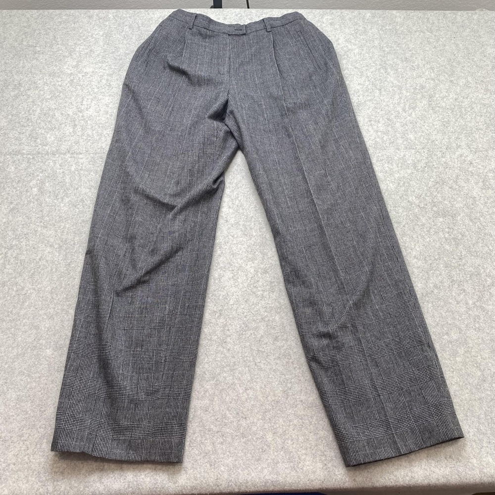 Evan Picone Womens 12 Dress Pants (31x31) Gray Plaid Wool Blend Lined Work